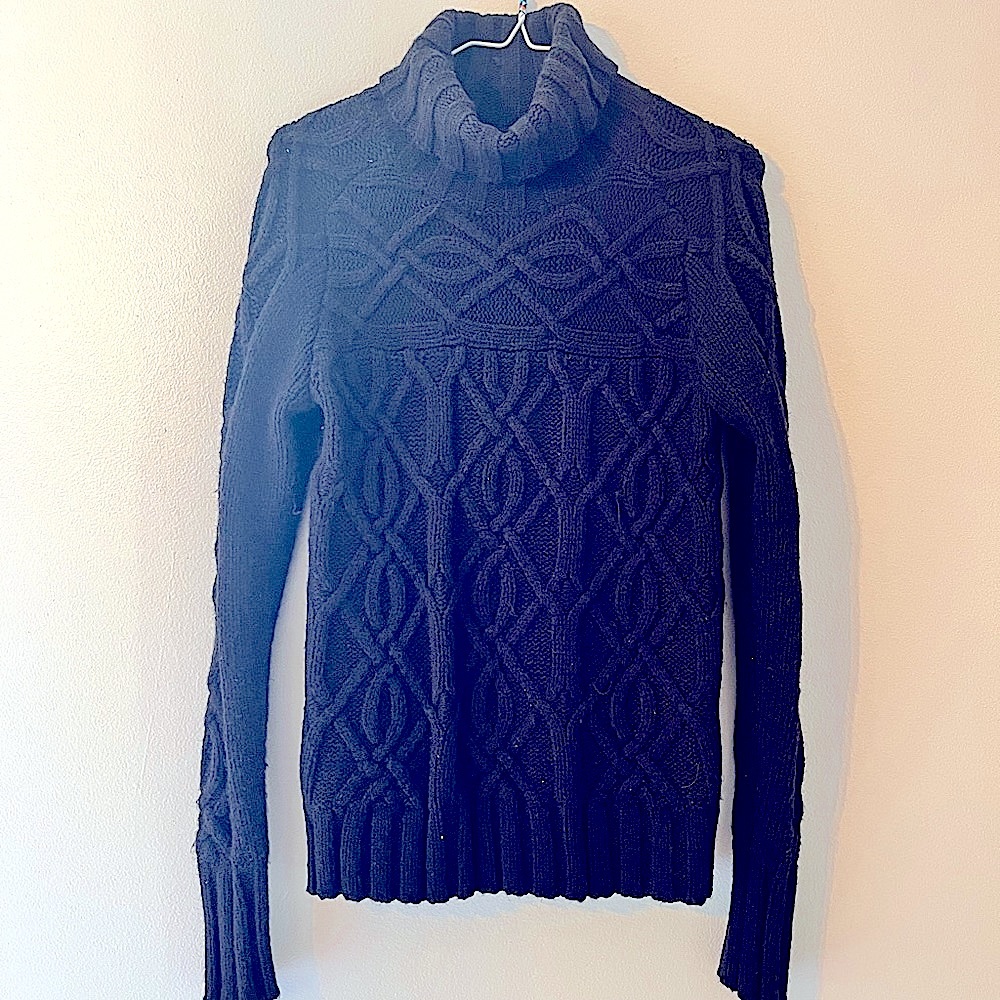 💥Black Turtleneck Cable Knit Sweater
